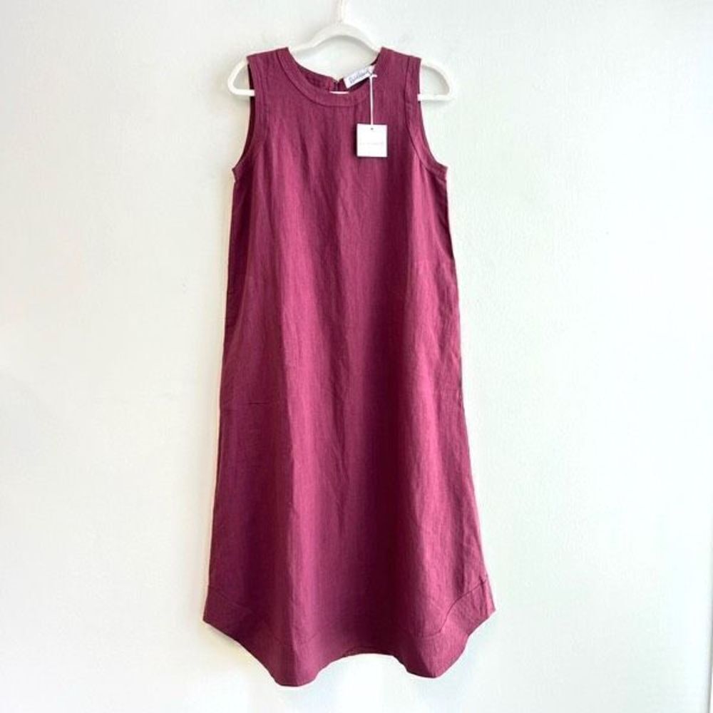 Rachel Antonoff Dress Linen Cotton Blend Midi Sleeveless Pockets Size Small NWT